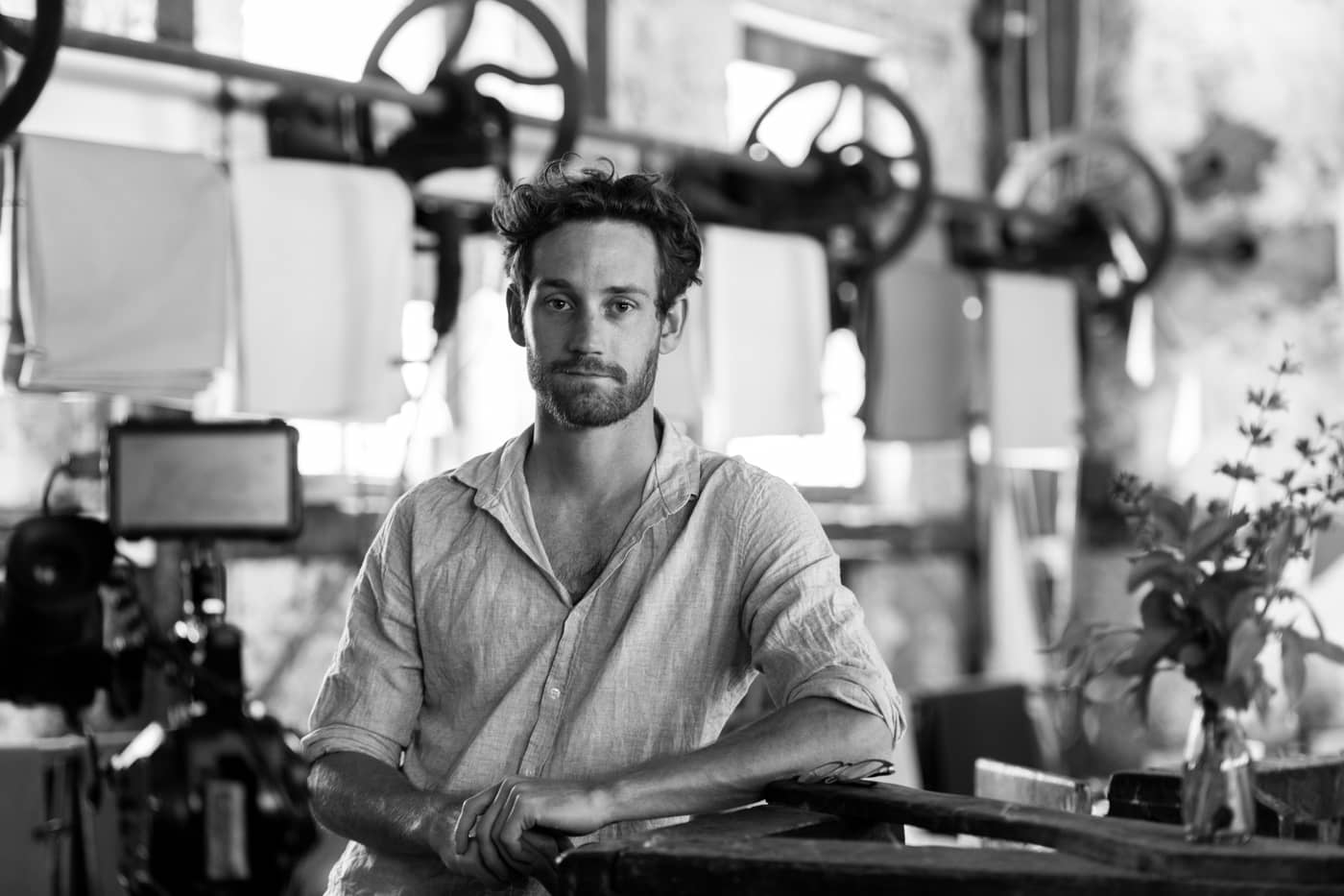 Matt Vine, director of Shot Property, on location with cinema lighting equipment
